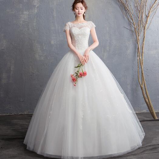 新作　ウェディングドレス　白　着瘦せ　ロングドレス　パーティー　花嫁　二次会　演出　結婚式　披露宴