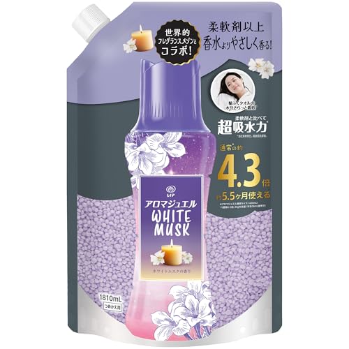 レノア ハピネス アロマジュエル WHITE MUSK 香り付けビーズ ホワイトムスクの香り 詰め替え 1810mL [大容量] 柔軟剤を一緒に使って効果長続き