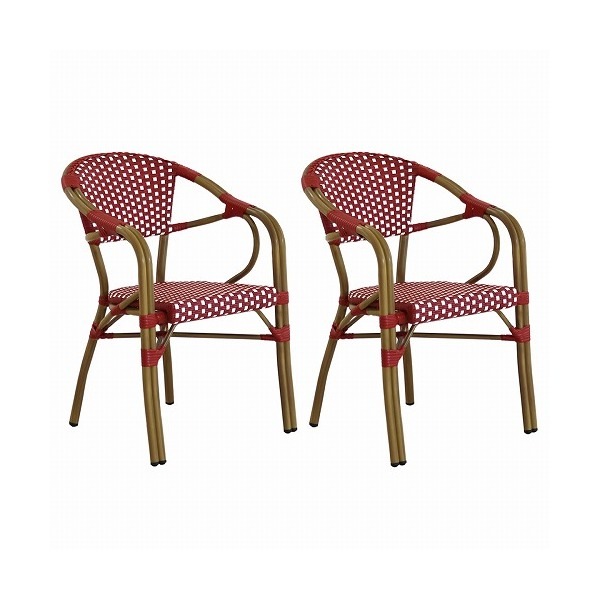 住まいスタイル PLS-CH-2P-RED ガーデンチェア プレジール 2脚セット レッド メーカー直送