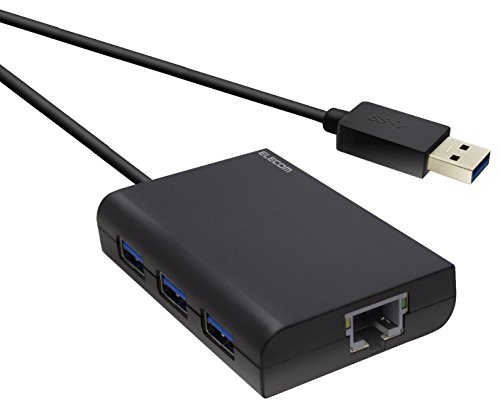 エレコム 有線LANアダプタ USB3.0 ギガビット対応 USBハブ3ポート付 ブラック E