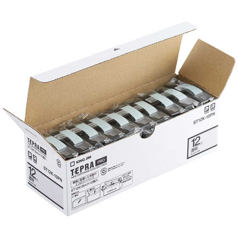 キングジム　PROテープエコパック 10個入り TEPRA(テプラ) PROシリーズ 透明　ST12K10PN
