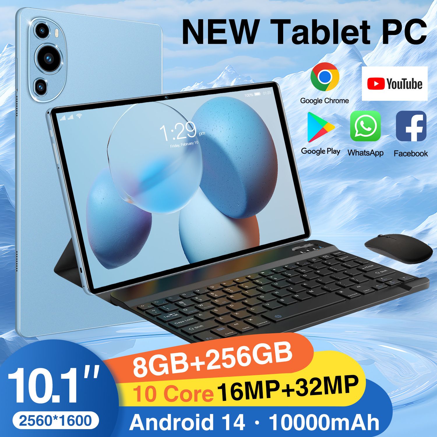 2025新品 Android15 タブレットPC 本体 10.1インチ 10000mAhバッテリー GPS Bluetooth WIFI8+256GB FM 子供向け ネット授業 安い 敬老の日