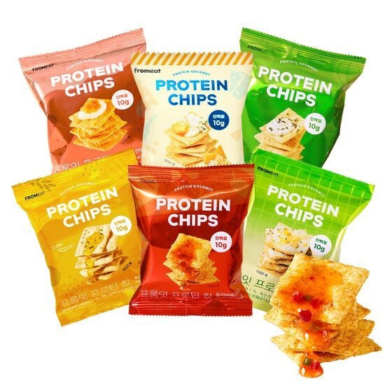 合計12袋 - [Fromeat]トプロテインチップ6種 - 2セット 合計12袋 （チリバーベキューオニオンランチハニーガリックコンソメクワトロチーズ明太子）