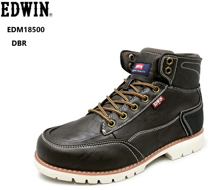 EDWIN(エドウィン) EDM18500 軽量カジュアル編み上げハイカットブーツスニーカー ライニング生地の間に防水フィルムでオールシーズンに 白底で軽快な雰囲気 ハイキングなど軽登山 キャンプ