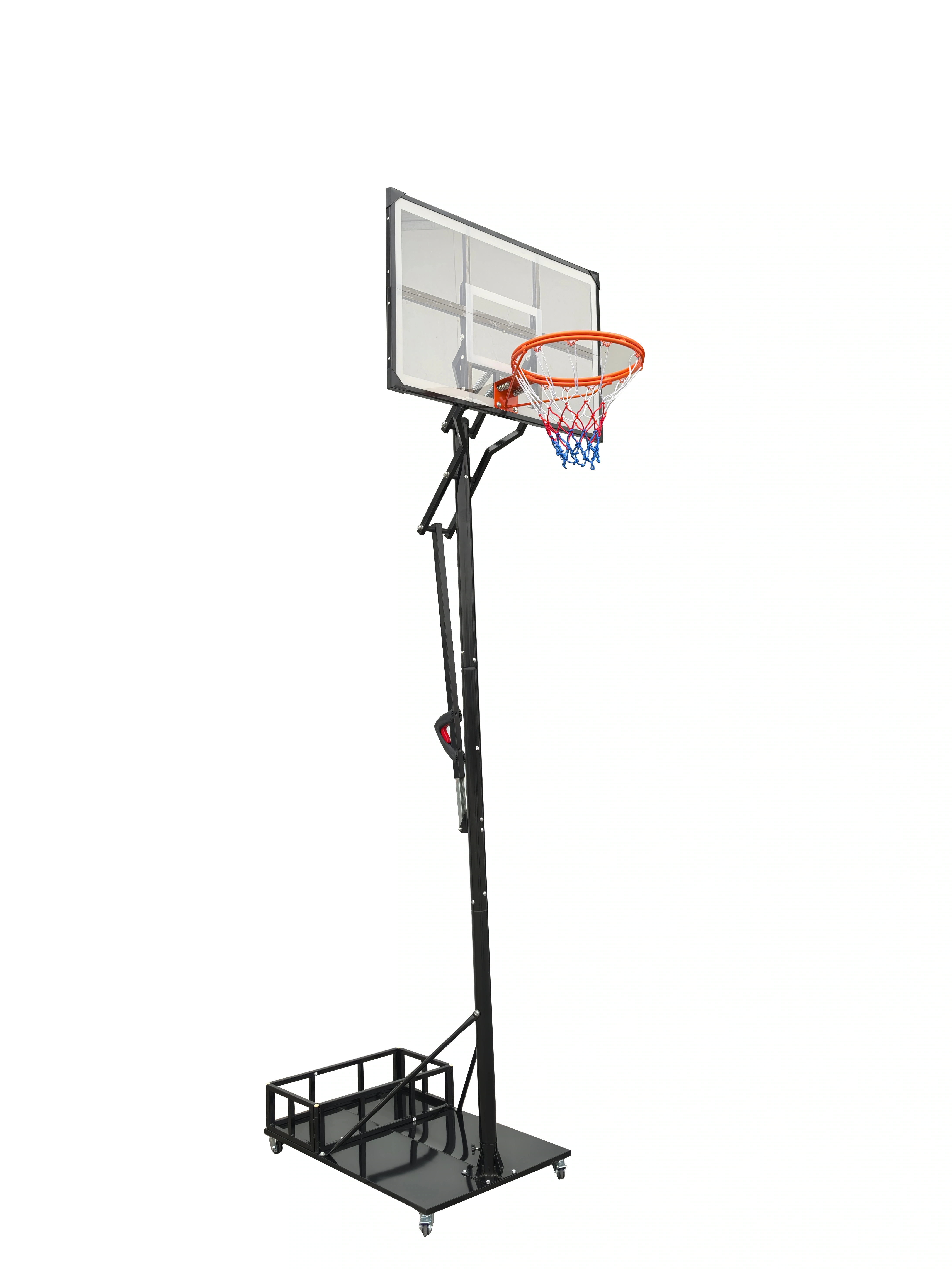 バックボー サンドバック付き 【国内発送】2025新作 250-305cm 工具付き 収納付き バスケットゴール 移動可 鉄製ベース ゴールネット ワンタッチで高さ調整 ＆ミニバス対応 キャスター付き