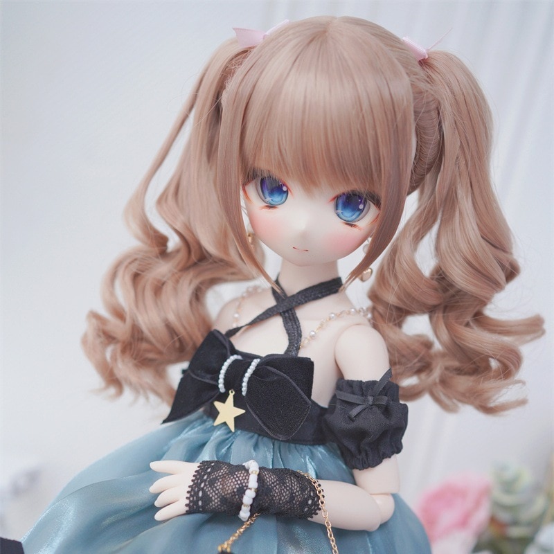 ドールウィッグ bjd 二次元ツインテール パーマ 高温糸 可愛い SD/MSDサイズ人形用ウィッグ