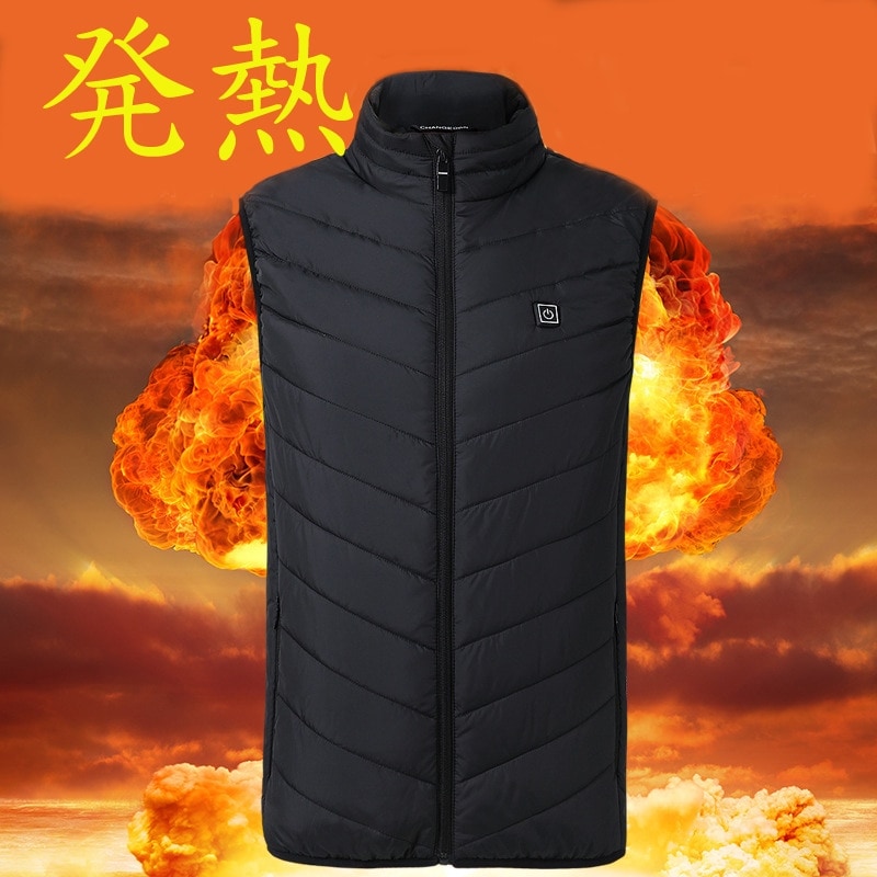送料無料男女兼用 ヒートベスト 電気発熱ベスト バッテリー給電 USB 加熱 ベスト 暖かい ダウンベスト 加熱スーツ 加熱綿ベスト