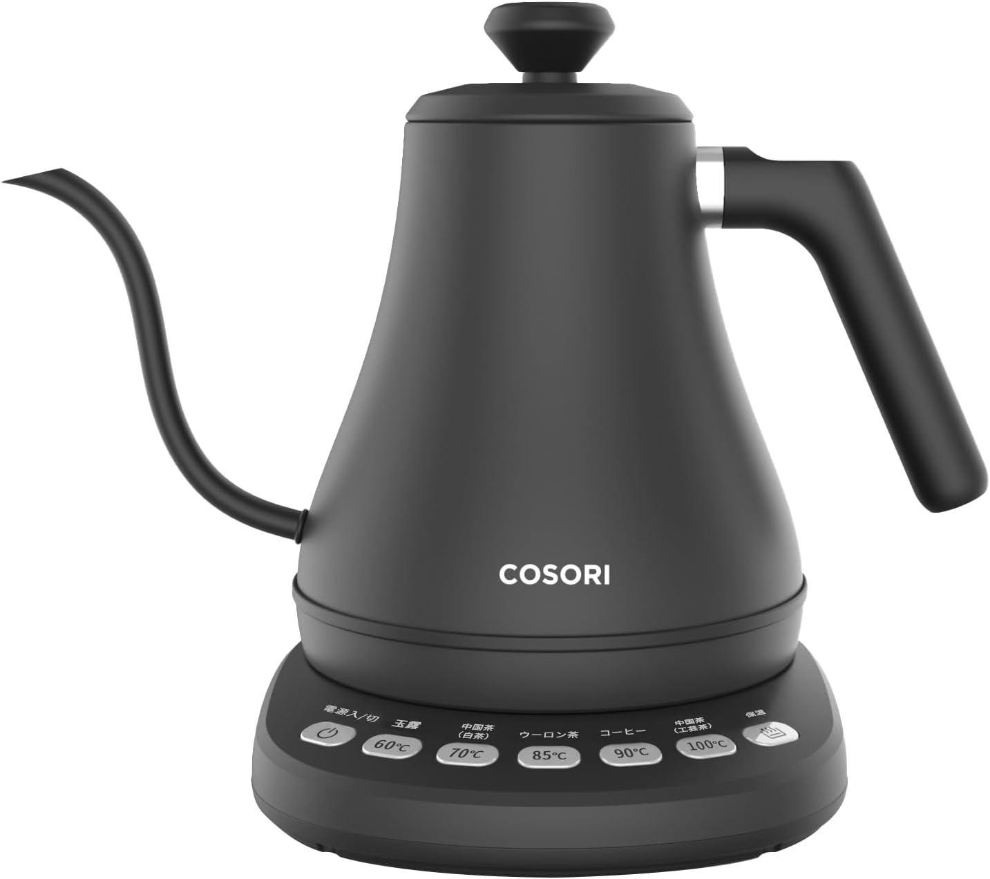 COSORI(コソリ) 電気ケトル 0.8L コーヒーケトル ドリップケトル 細口 1200W/五段階温度調節/保温機能/自動電源off/空焚き防止 おしゃれ ブラック CO108-NK