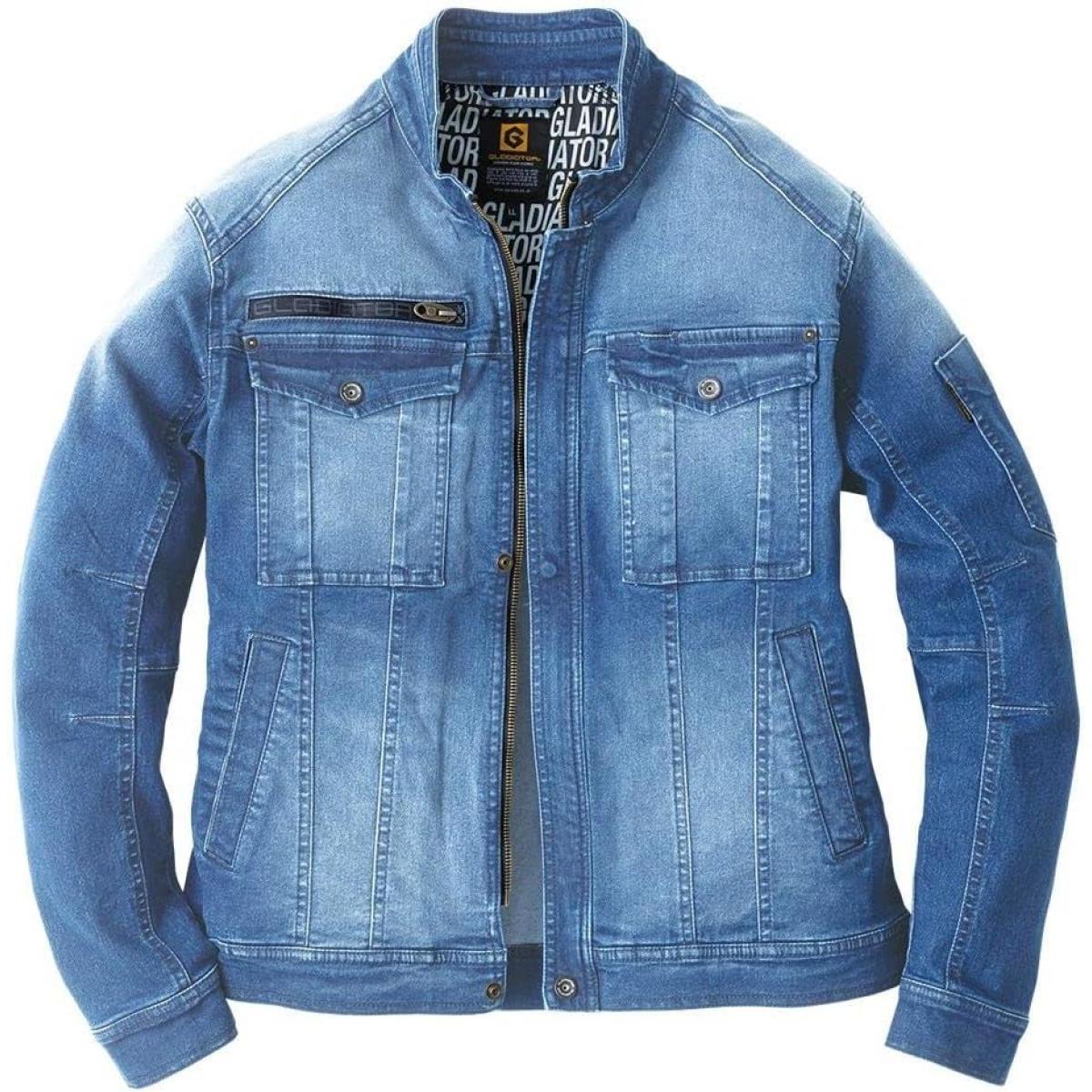 コーコス信岡 GLADIATOR デニム ストレッチ ジャケット ライトインディゴ L GR-3510 ワークウェア 作業着 アジャスター サステナブル 乾きやすい 胸ポケット