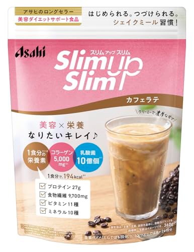 他サイト： スリムアップスリム シェイク カフェラテ 360g アサヒグループ食品 コラーゲン プロテイン ビタミン ミネラル 食物繊維の商品画像