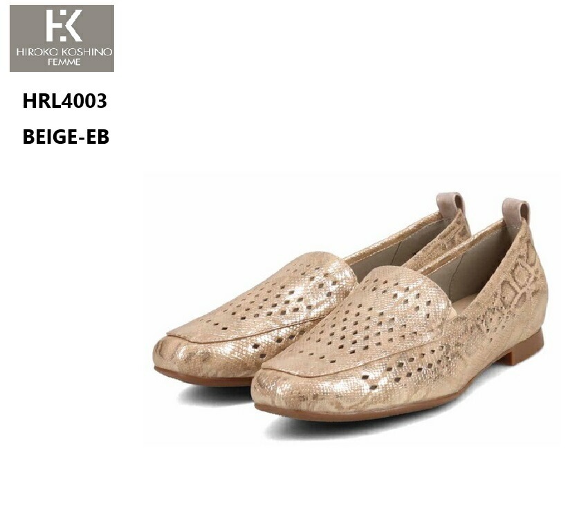 (HIROKO KOSHINO FEMME)ヒロココシノ HRL4003 インヒールモカシンカジュアルパンプス ペタンコヒールはかわいいけれどちょっと歩きにくいそんなマイナス面を排除した履きやすさを実