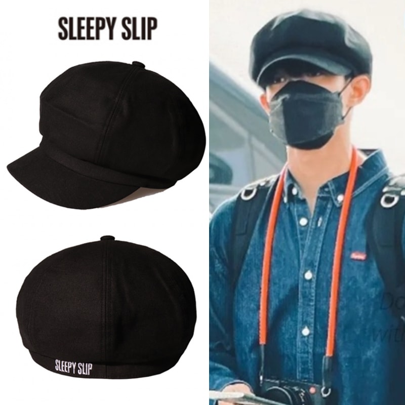 SEVENTEEN着用 [unisex] LINEN SIGNATURE BLACK NEWSBOY CAP