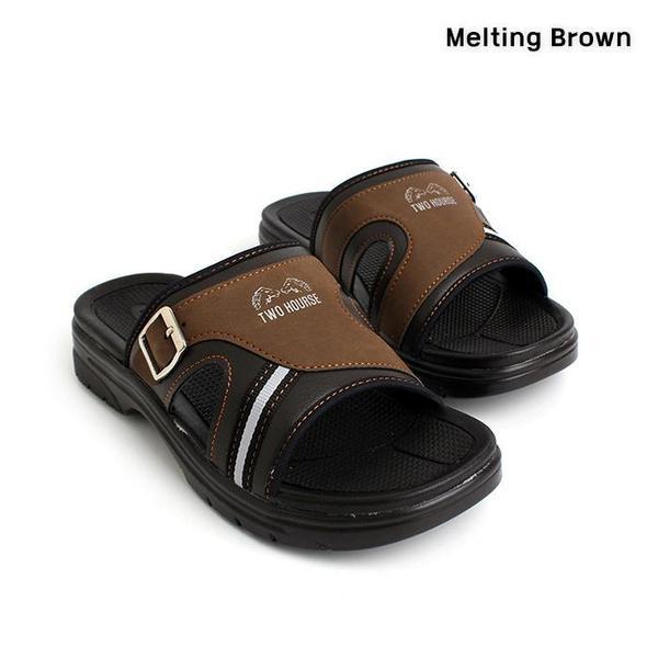 男性カジュアルデイリークッションバックルスリッパ2color