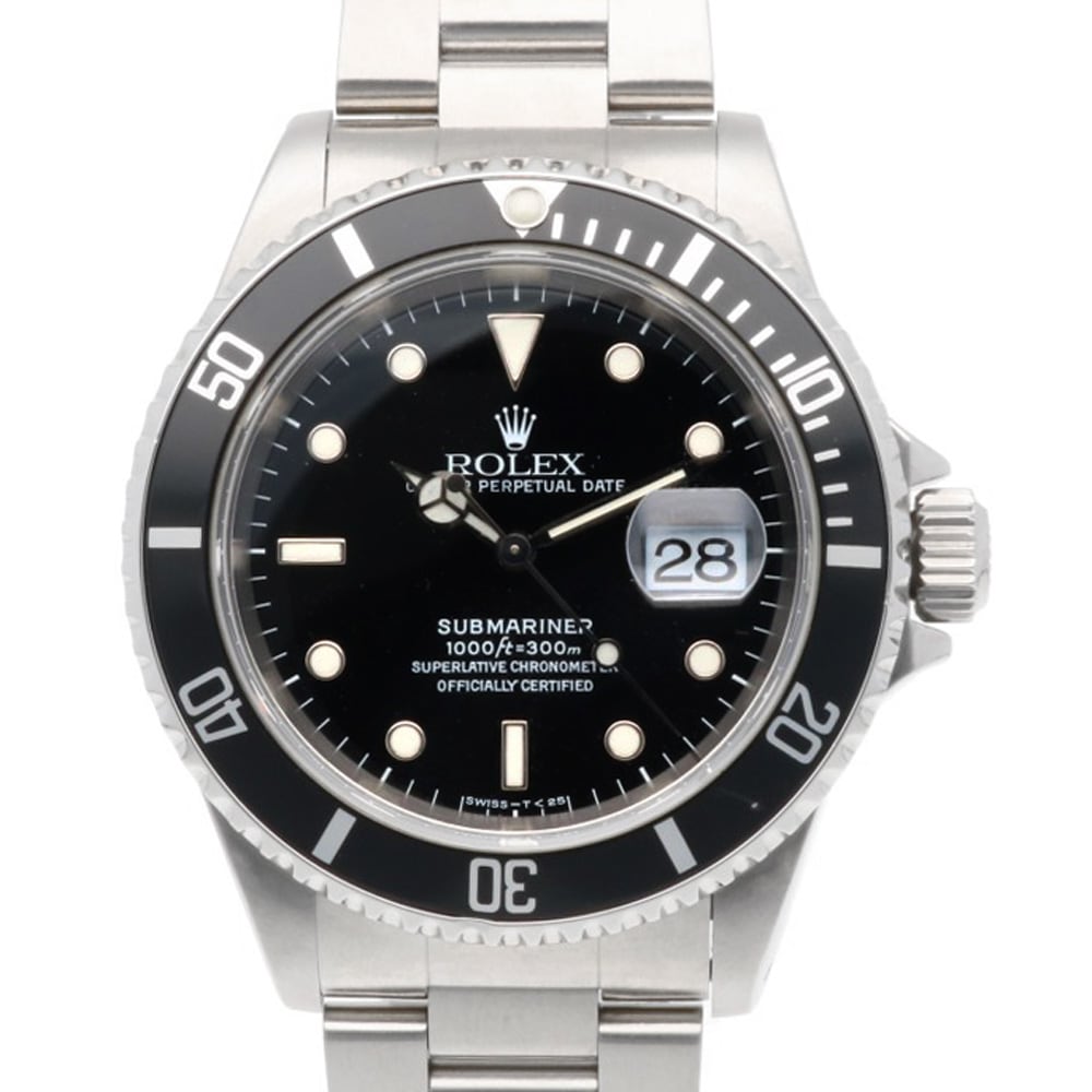 ロレックス サブマリーナ デイト オイスターパーペチュアル 腕時計 ステンレススチール 16610 自動巻き 1年保証 ROLEX 中古