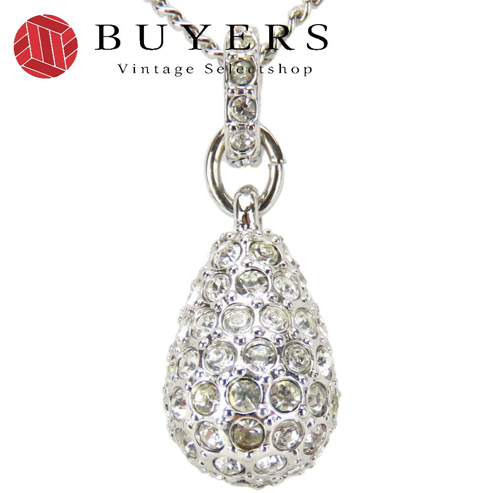 中古 ネックレス ドロップ メタル クリスタル シルバー ペンダント アクセサリー レディース 女性