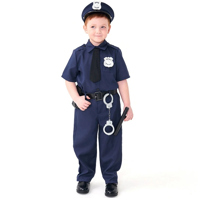 短纳期ハロウィン衣装 制服 男子 子供用 警察制服 フルセット ポリス 警察官　10点セット　子供向けコスプレ 仮装 ハロウィーン ハロウィン仮装　 キッズ衣装 万聖節　子供用ハロウィン衣装　 95