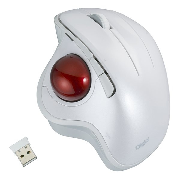 無線光学式親指 トラックボール 角度可変 5ボタン ホワイト MUS-TRIF180W