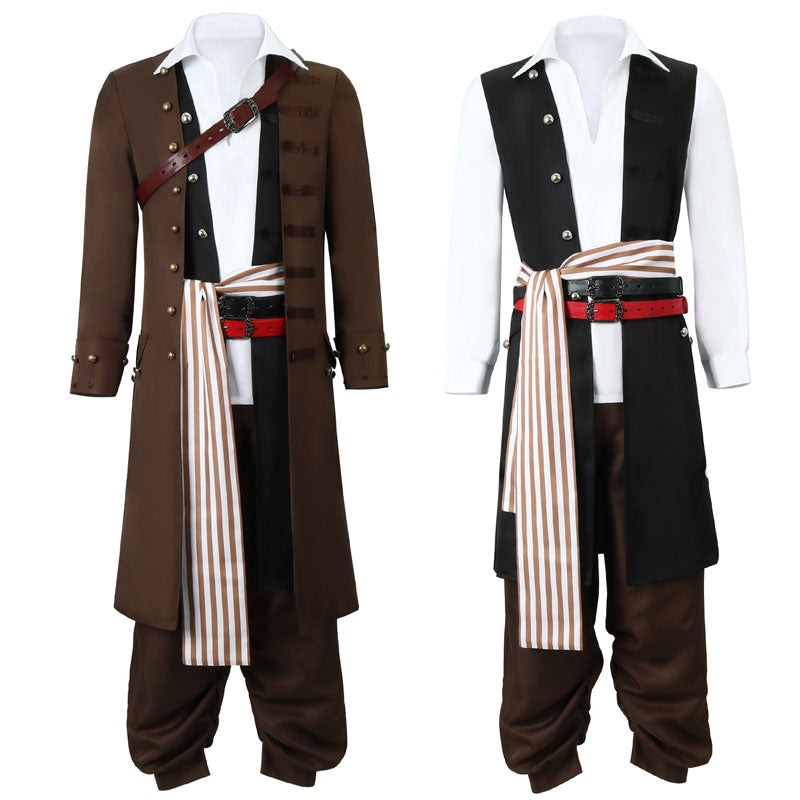 男性用の海賊のコスプレ衣装,ハロウィーン用の帽子とかつらの完全なセット,ハロウィーンと大人用,XS-XXXL