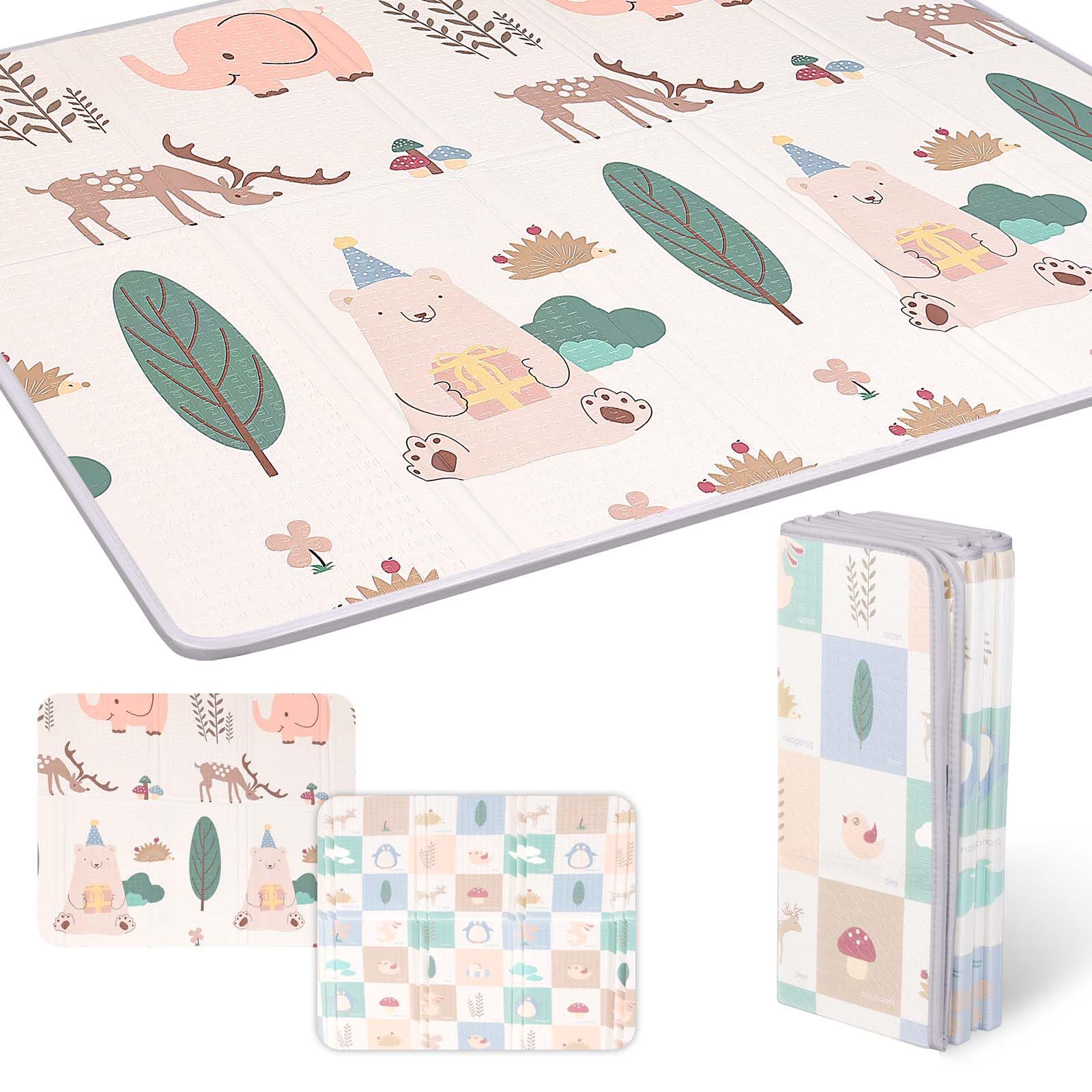 プレイマット-Artake 赤ちゃん プレイマット 収納しやすい ジョイントマット 厚手 折りたたみ 防水 防音マット ベビーマット お昼寝マット Forest Spirit 200*180*2