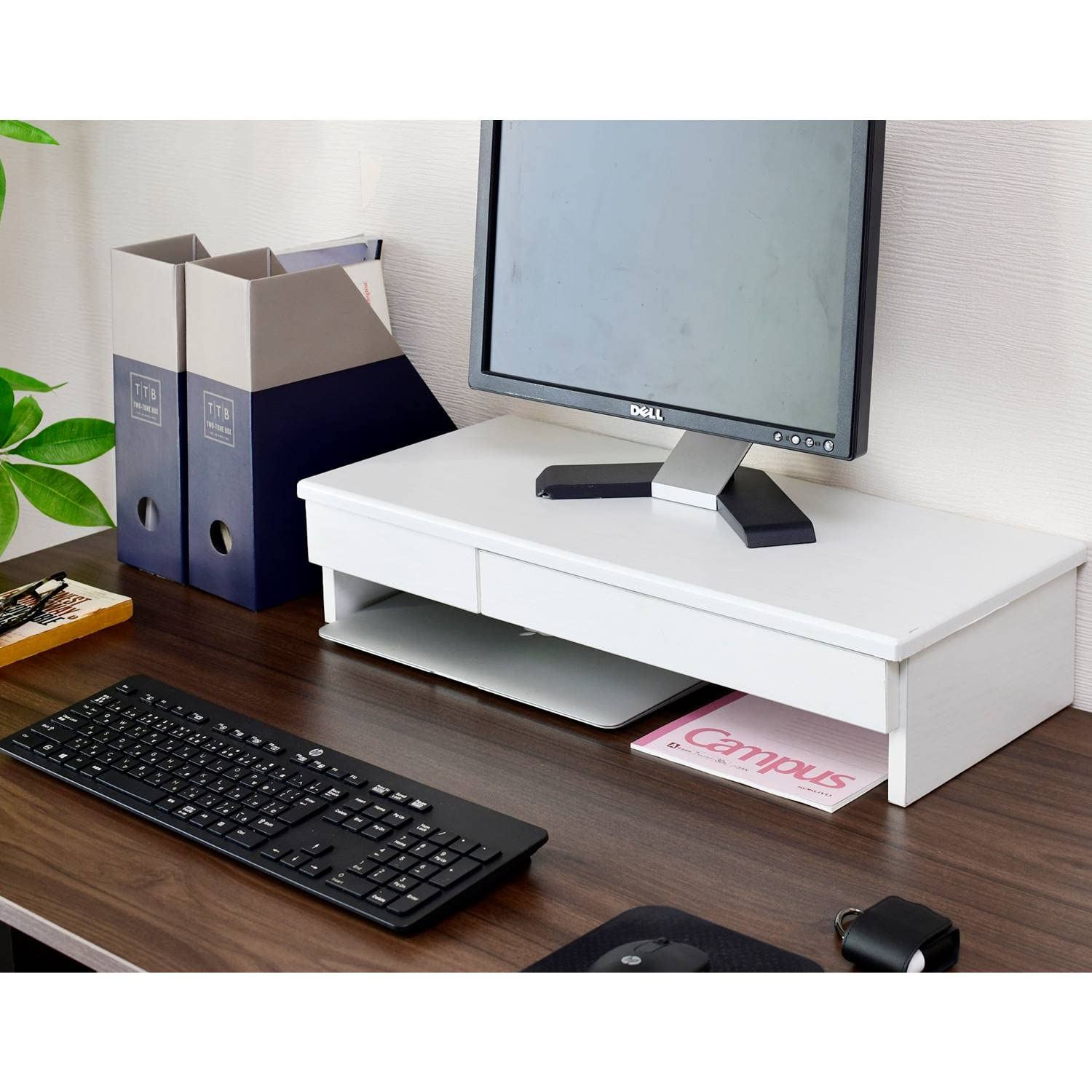 山善(YAMAZEN) モニター台 引き出し (A4クリアファイル対応) パソコン台 ディスプレイ台 机上台 幅59.5×奥行26×高さ13.5cm 完成品 ウッディホワイト DTS-H6025(WW 6,655円