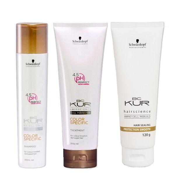 BCクア カラースペシフィーク シャンプー 250mL + トリートメント 250g + プロテクションスムース 120g セット
