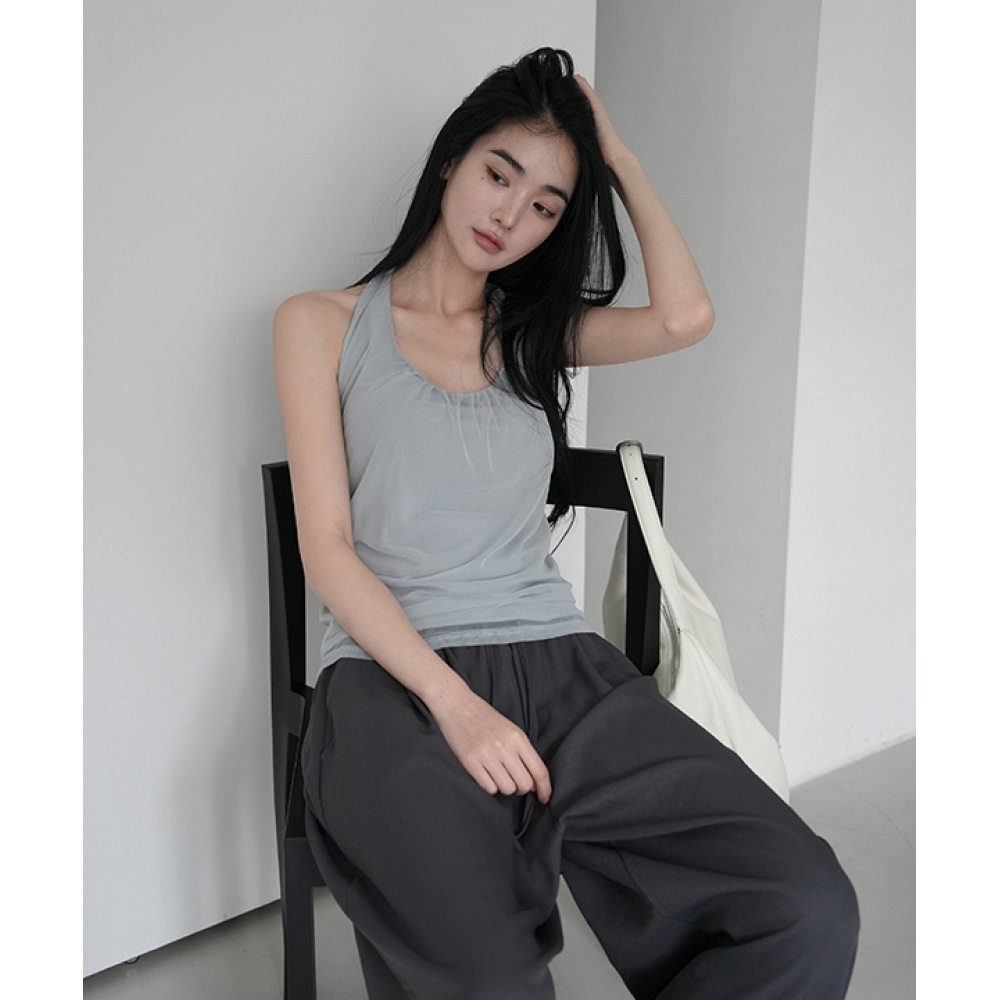 Manique Gretine メッシュレイヤードホルターネックノースリーブ