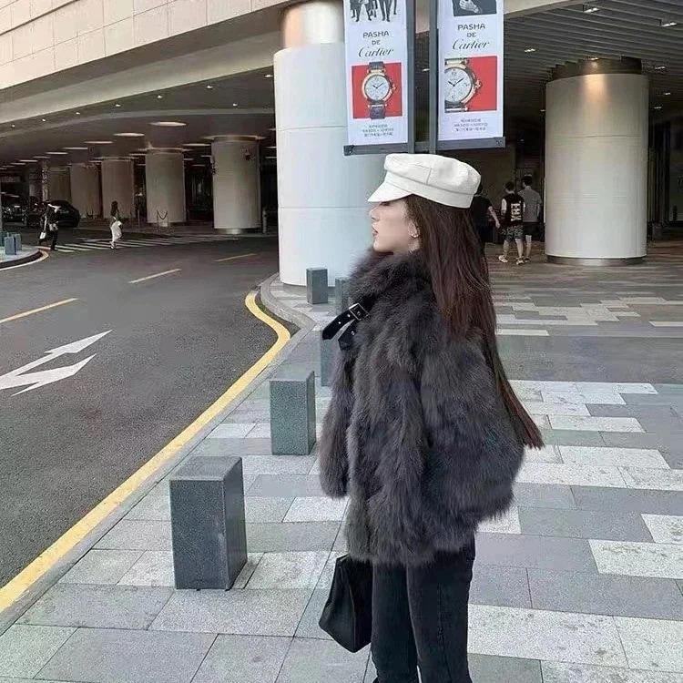 ふわふわ 気質 オシャレ フェイクファー付ショートジャケットコート フェックファー 暖かい人工ファー ジャケットキルティングアウター