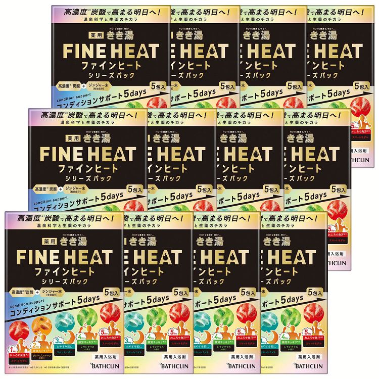 【12個セット】入浴剤 ばすくりん アソートセット きき湯ファインヒート シリーズパック 5包 バスクリン