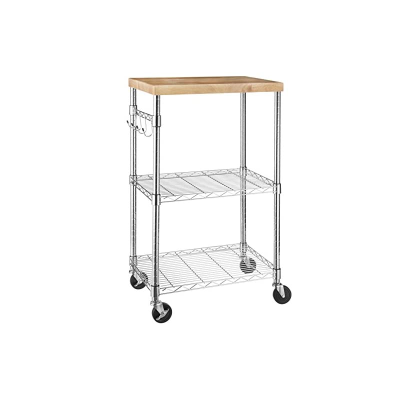 ベーシック キッチンワゴン レンジ台 食器棚 木/クロム製