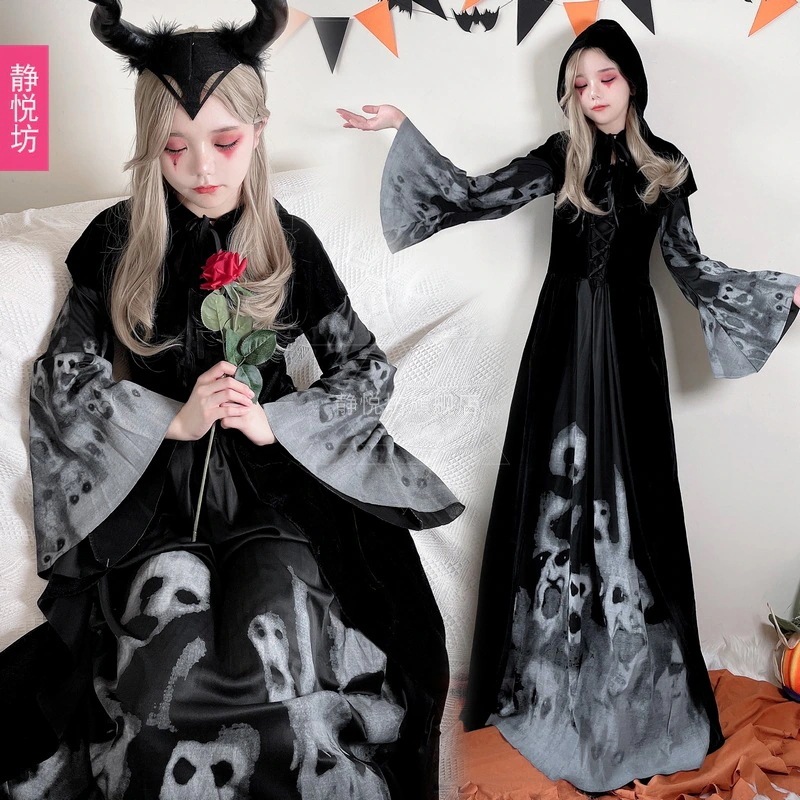 ハロウィンコスチューム ゴースト 花嫁 ゾンビ 吸血鬼 魔女 ダーク ロングドレス ホラー ゾンビ コスチューム 大人