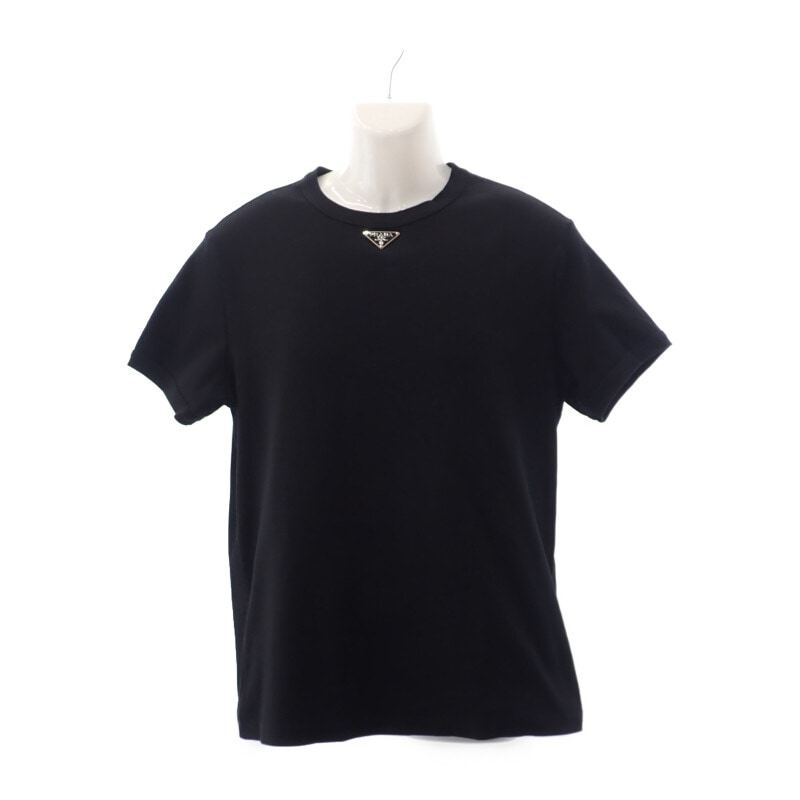 【Aランク】 トライアングルロゴ クルーネック トップス UJN824_S222_11ZM 半袖Ｔシャツ コットン ブラック XL メンズ【ISEYA】