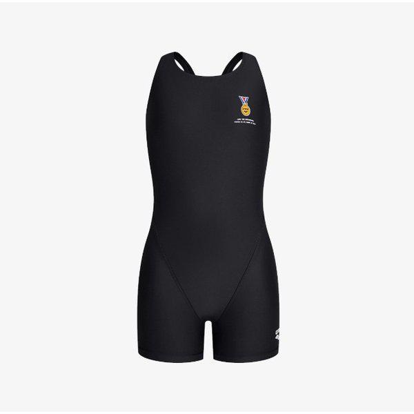 女児用屋内水着 リトルメダリスト 子供用 3部丈半身レーサーバック (A6SG1GL09BLK)
