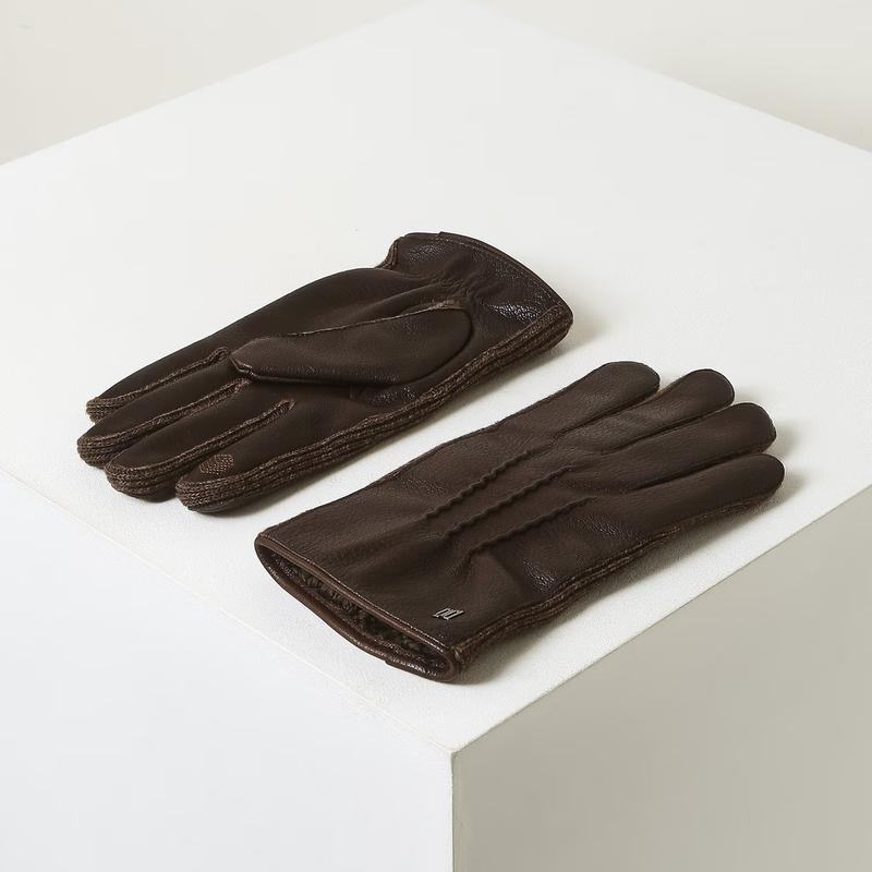 DCGV5F181W3 [メンズグローブ][手袋] ウールテープ ダークブラウン レザー手袋