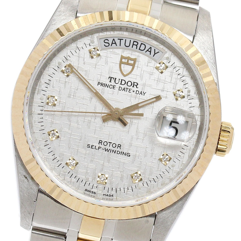 チュードル TUDOR 76213 プリンス デイトデイ YGベゼル 10Pダイヤ 自動巻き メンズ 良品 _893553【中古】