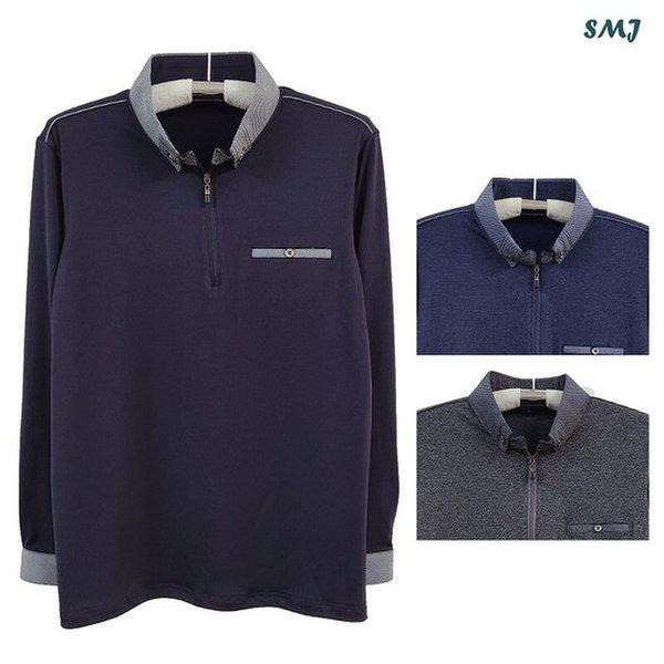 SMJ1245 メンズ ボタンカラー 長袖 Tシャツ 中年男性 長袖Tシャツ