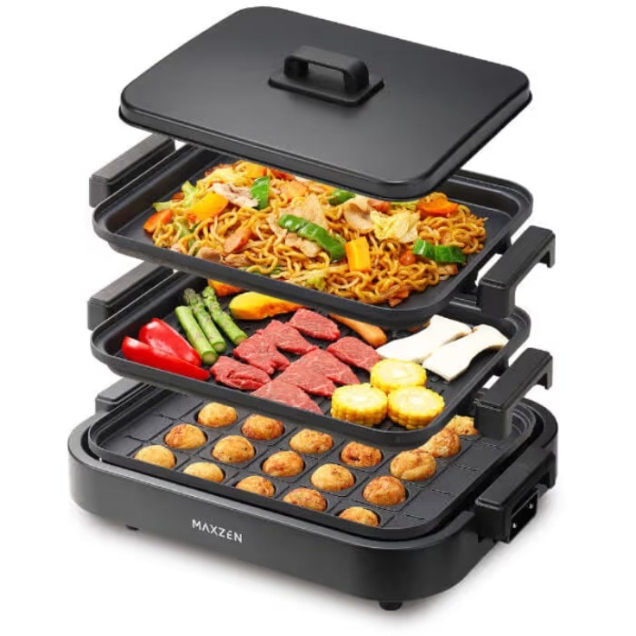 ホットプレート 3プレートモデル 平面 焼肉 たこ焼き MHP120MT301-BK ブラック