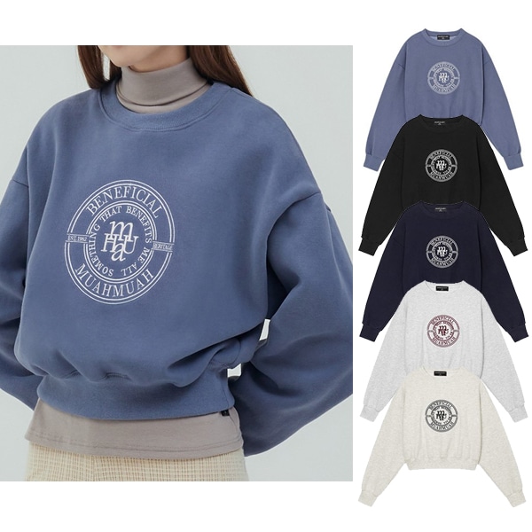 ムア ステッチ クロップ スウェット シャツ (5色)/muah Stitch Crop Sweat Shirts