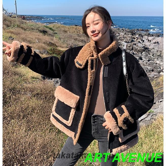 早く新品を選んで！裏ボア コーデュロイ ジャケット レディース アウター 冬 ゆったり オーバーサイズ ビッグシルエット カジュアル 黒 秋冬 韓国 ファッション