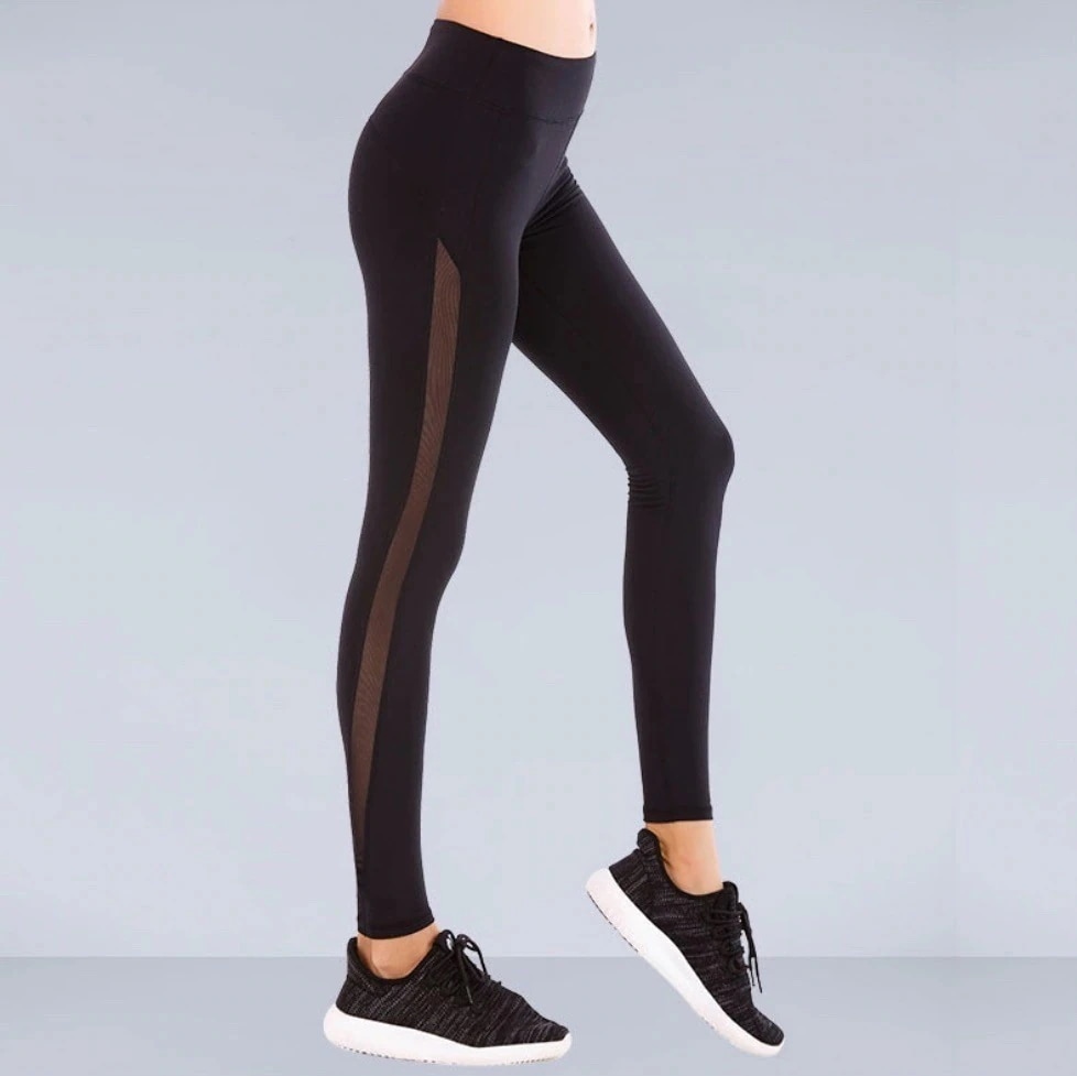 ヨガウェア サイドシースルーレギンス 黒 ブラック 透け感 ジム ピラティス トレーニングパンツ 韓国 レディース オルチャン ネイビー 赤 レッド ホットヨガ エクササイズ