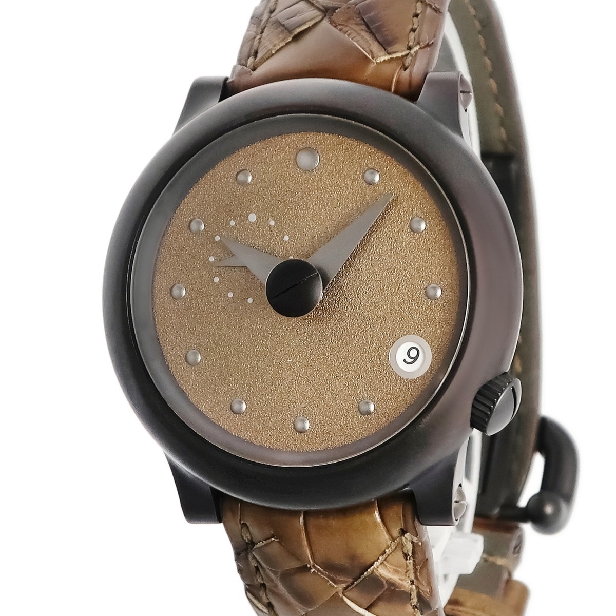 ボッテガ ヴェネタコラボレーションモデル BVX 35815 自動巻き メンズ OH済 チタン 限定 希少 茶 3年保証