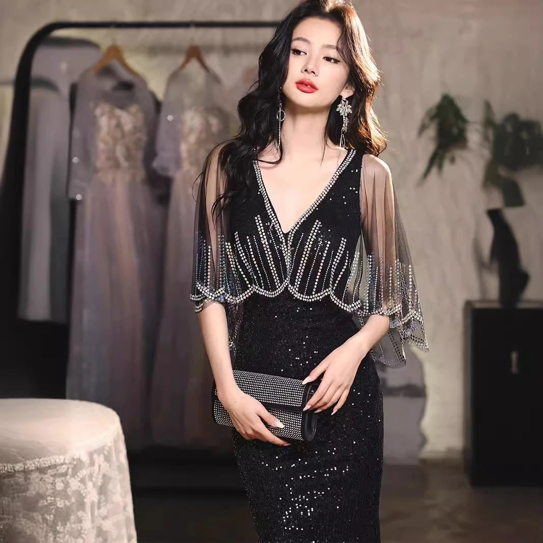 韓国ファッション レディース 前撮り 蝶 ケープ Vネックスパンコールドレス 花嫁二次会ドレス ウェディングドレス パーティードレス