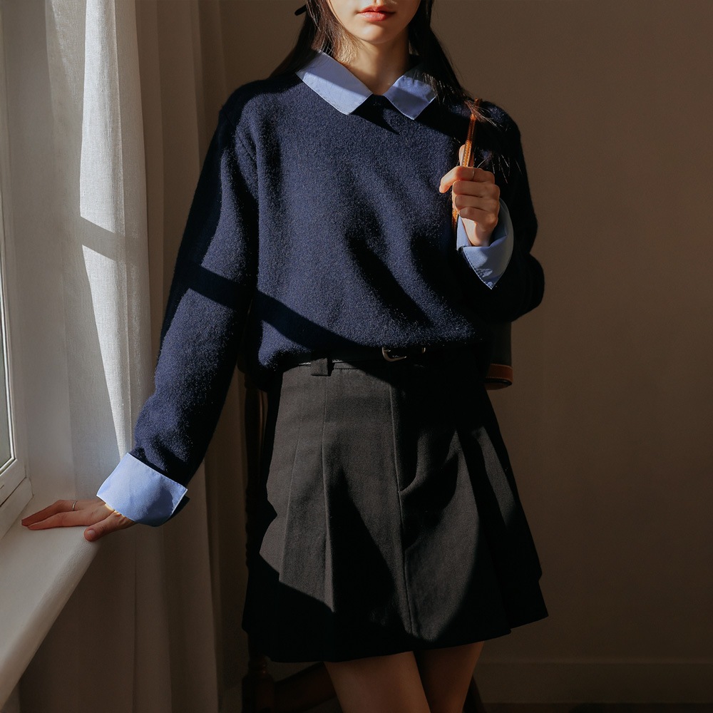 ケージンシャツレイヤードニット