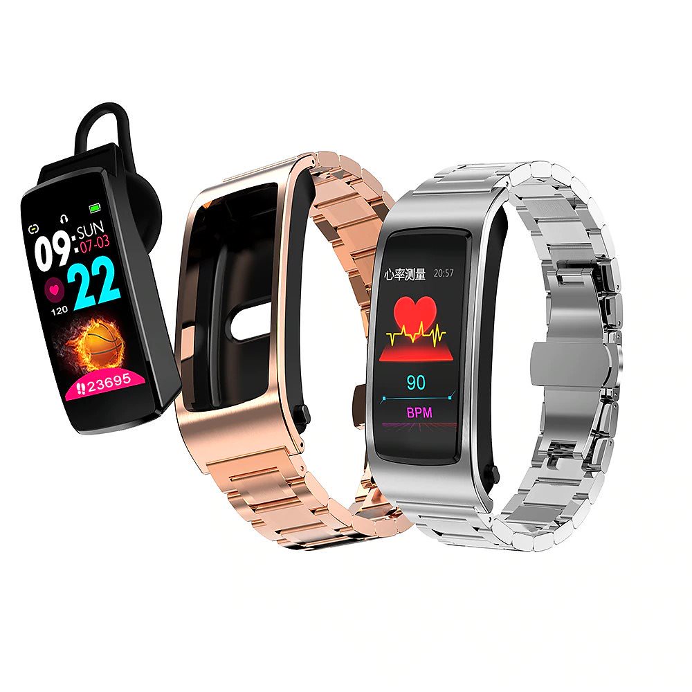 Bluetoothイヤホンスマートウォッチマイク付きブレスレットフルタッチスクリーン酸素飽和度時計バンド音楽プレーヤー