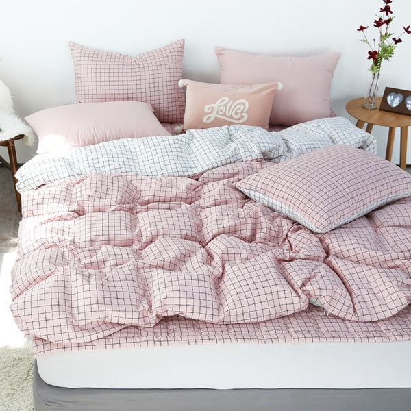 GRID純綿両面一重布団カバー寝具セットSS/Q/K