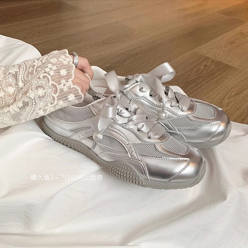 ワッフルメッシュ通気性バレエシルバーアスレチックカジュアルシューズレディースデトレーニングガンプシューズ