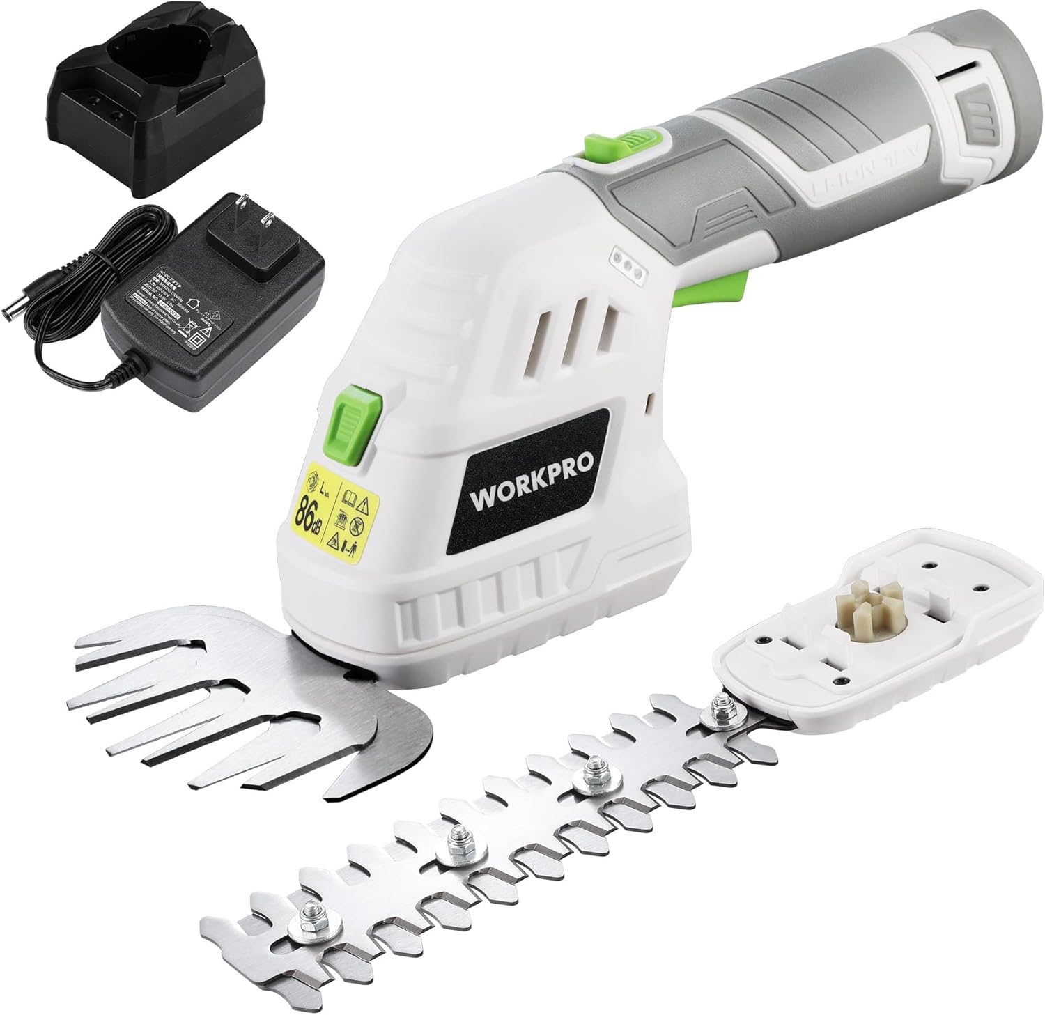 WORKPRO 芝生バリカン 12V充電式 生垣バリカン 電動芝生バリカン 芝刈り機 一台二役 コードレス バッテリーバック・草刈りブレード・剪定ブレード付き ガーデン 植木 剪定 園芸