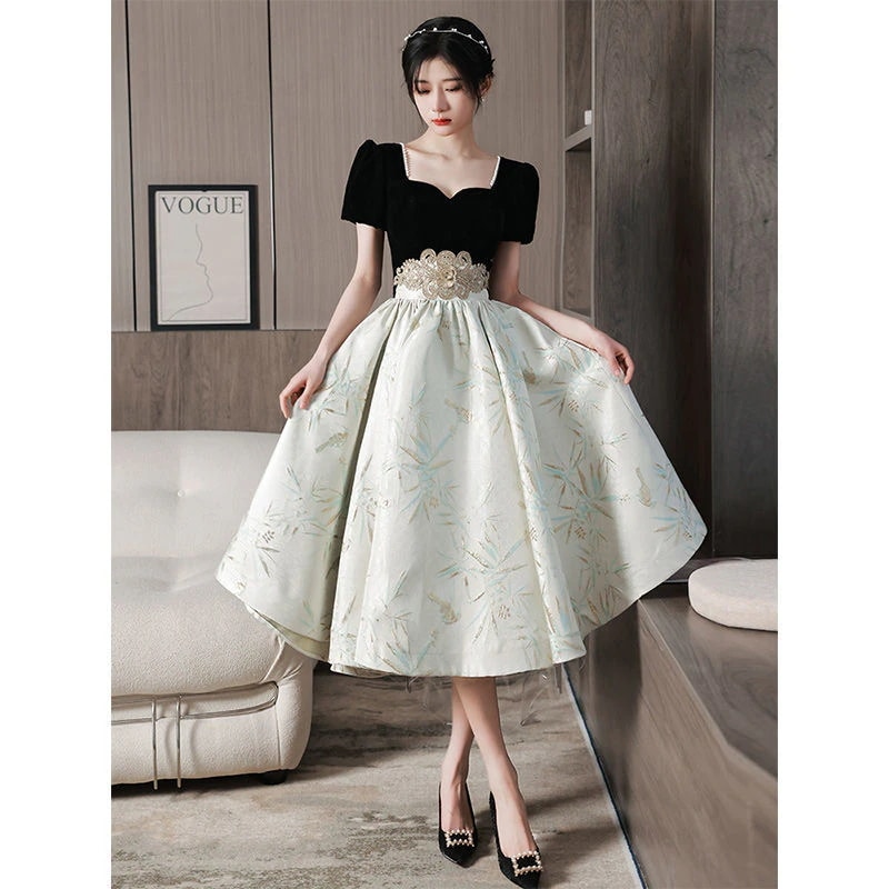 ドレス エレガント高級感成人式結婚式ドレス誕生日正式な場合演奏会 花嫁 司会パーティードレス　側開深いVネック 結婚式OL正式な場合礼装ドレスセクシーなワンピース