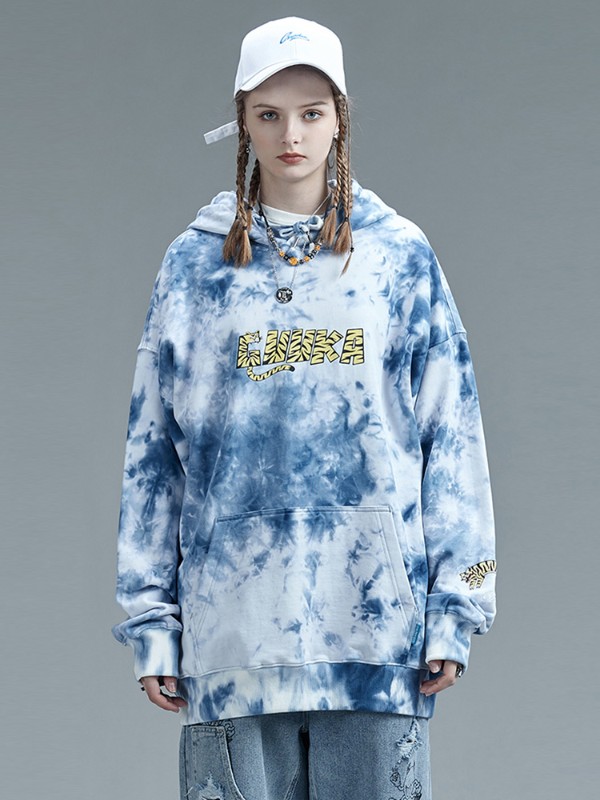 トレンディなアメリカン タイダイ スウェットシャツ 秋のヒップホップ カップルの女性用 虎の年のロゴ刺繍スポーツ パーカー ルーズ 8,276円