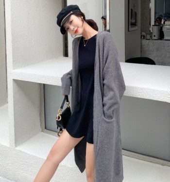 モテコーデ トップス カーディガン 上着 ロング ロング丈 袖あり 長袖 萌袖 Iライン 前開き かわいい 可愛い きれいめ シンプル カジュアル 上品 おしゃれ お洒落 かっこいい