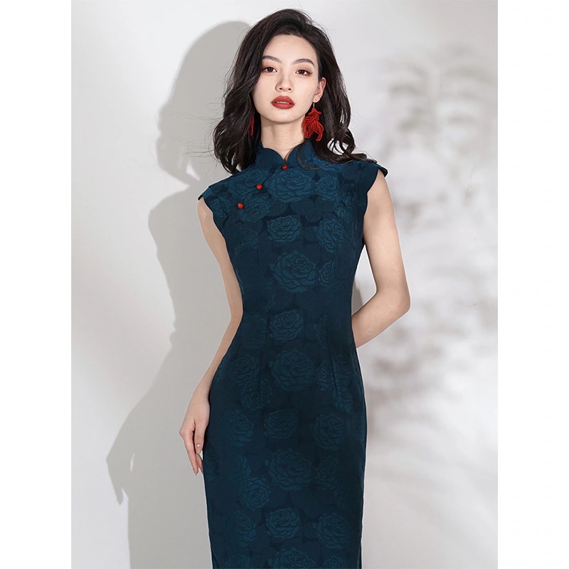 ワンピースドレスドレス2025丨隠された青はスタイルと古代スタイルの花びらの襟の白い香りを示しています